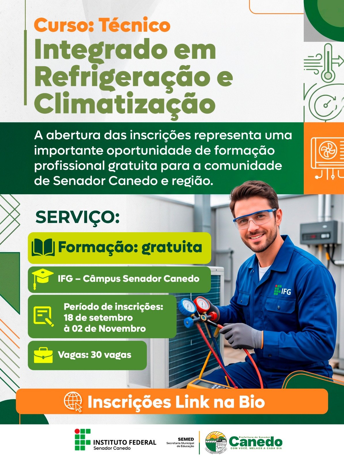 Senador Canedo tem 30 vagas para curso técnico gratuito oferecido pelo IFG
