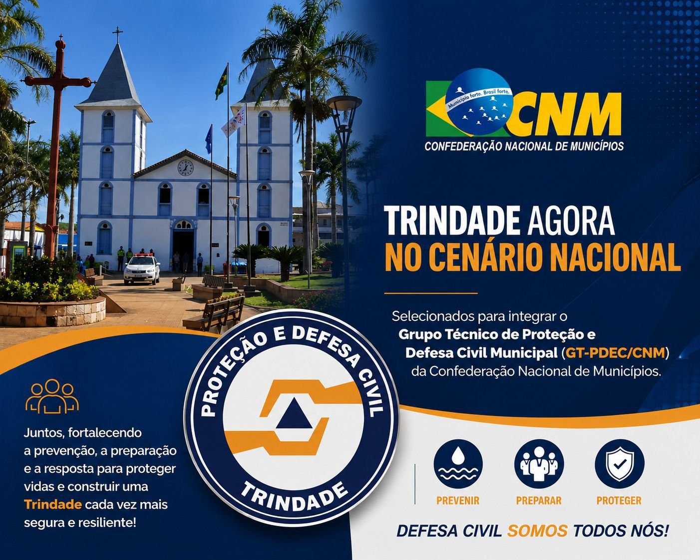 Trindade conquista representação nacional em grupo técnico de Proteção e Defesa Civil